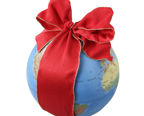 Globe with bow Christmas gift sending