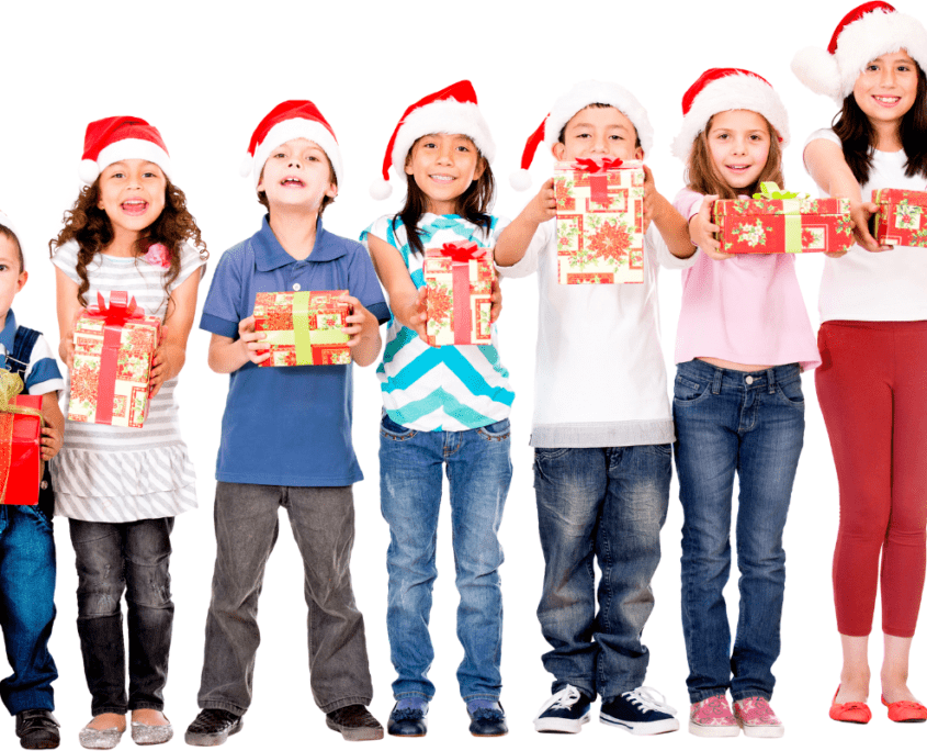 Children with Christmas presents