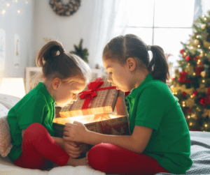 Children opening Xmas gifts
